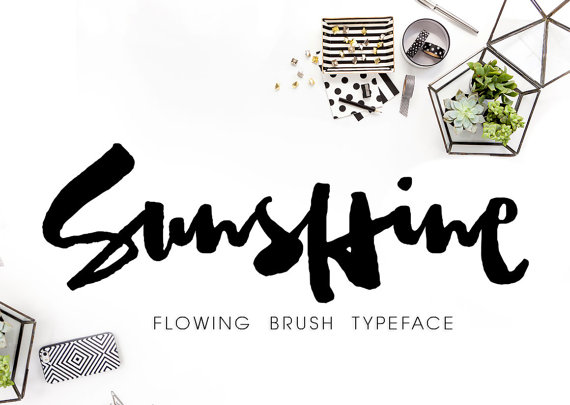 570x405 Sunshine, Stylish Brush Font, Digital Fonts Download Watercolor - Watercolor Typeface
