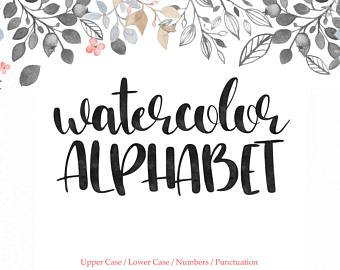 340x270 Watercolor Font Etsy - Watercolor Typeface