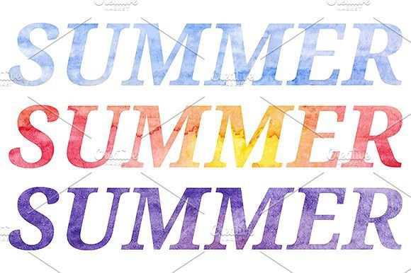 580x386 Watercolor Summer Word Vector. Typeface - Watercolor Typeface