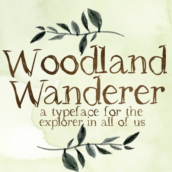 570x570 Woodland Wanderer Font Rustic Typeface Shabby Font Chic Etsy - Watercolor Typeface