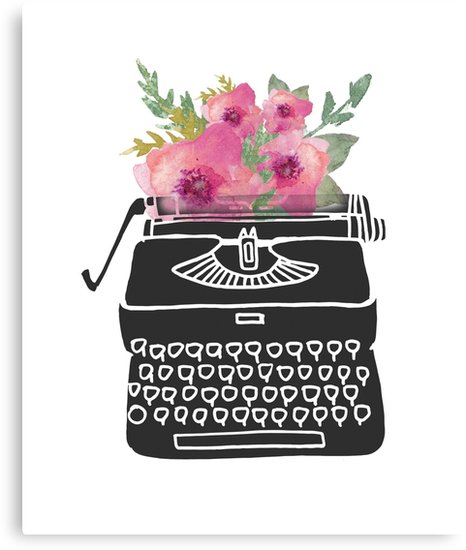 466x550 Type Flowers - Watercolor Typewriter