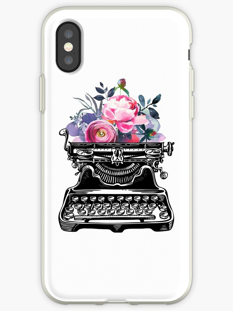 750x1000 Vintage Typewriter, Watercolor Flowers, Flowers, Watercolor - Watercolor Typewriter