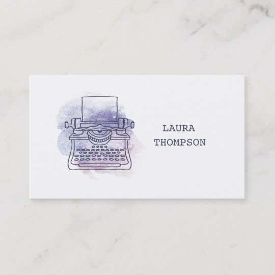 540x540 Watercolor Typewriter Writers Business Cards - Watercolor Typewriter