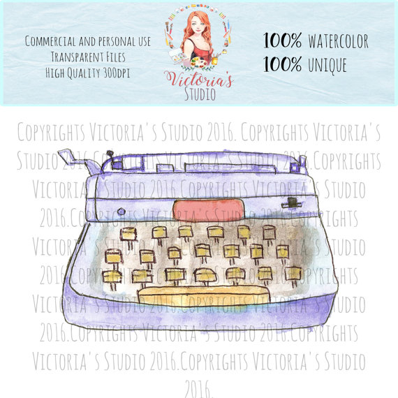 570x570 Watercolor Typewriter By Watercolors - Watercolor Typewriter