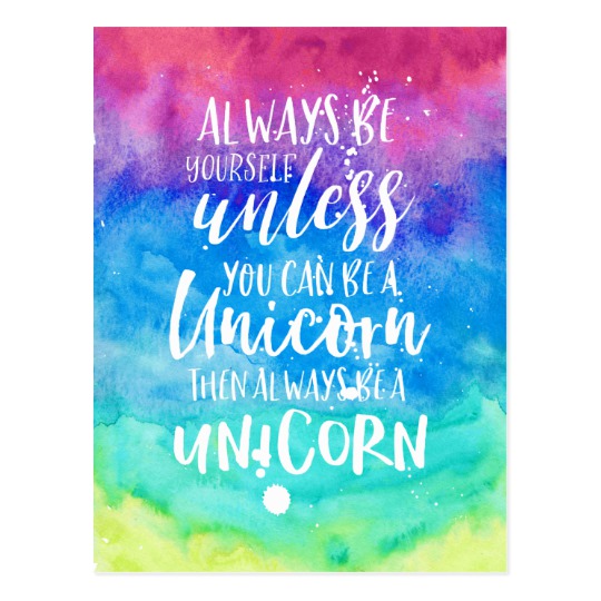 540x540 Unicorn Watercolor Typography Quote Postcard Zazzle.co.uk - Watercolor Typography