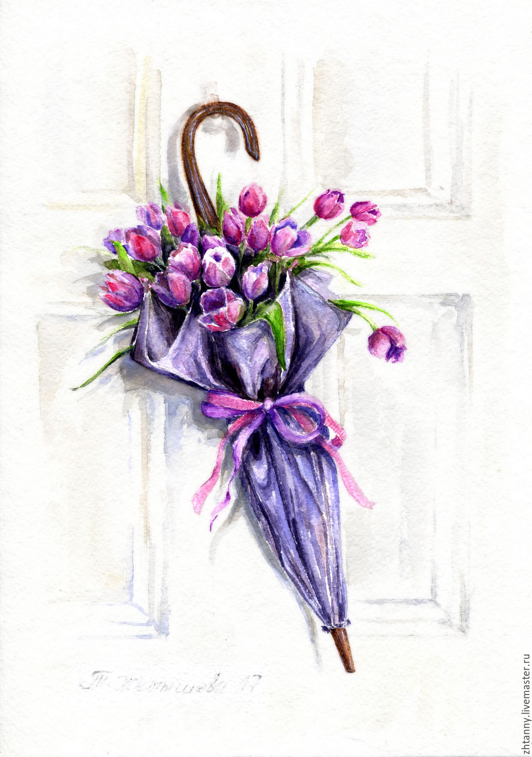 1054x1500 Giclee From Watercolor Floral Umbrella Shop Online On - Watercolor Umbrella