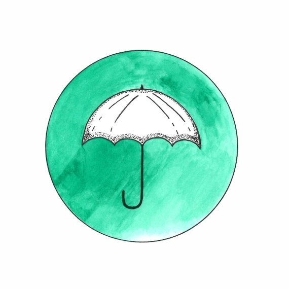 570x570 Green Watercolor Umbrella Etsy - Watercolor Umbrella
