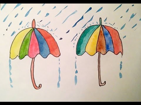 480x360 How To Draw An Umbrella And Color It With Watercolor For Kids - Watercolor Umbrella