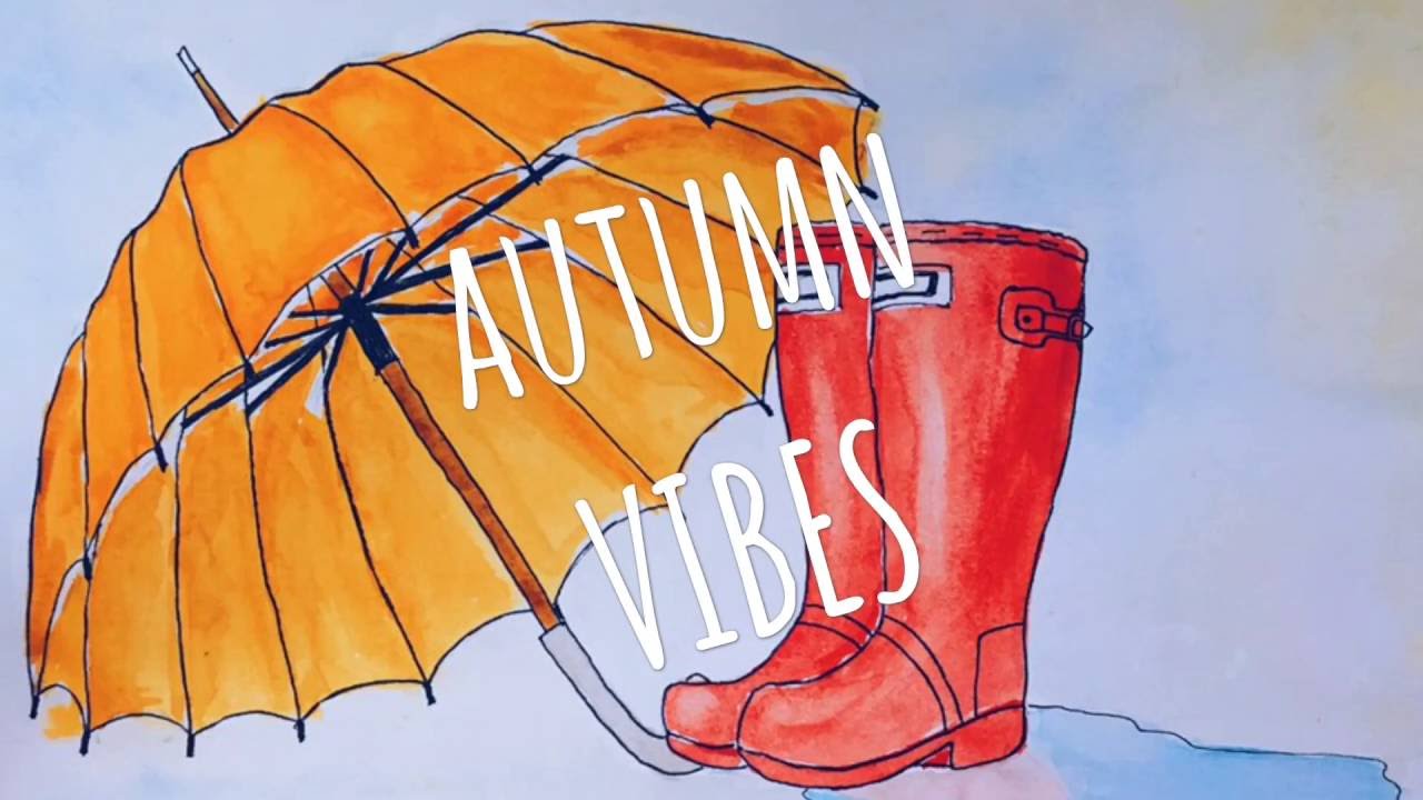 1280x720 Speed Painting Watercolor Umbrella And Rubber Boots - Watercolor Umbrella