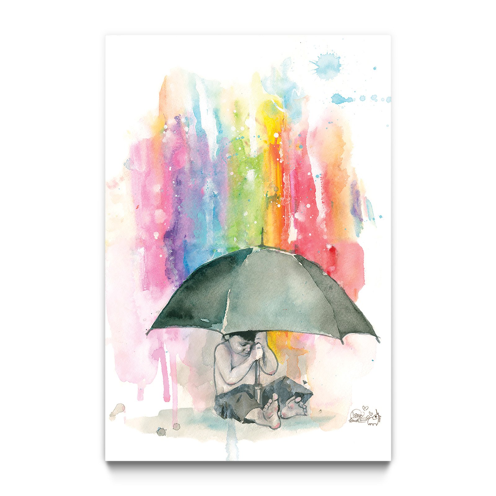 1600x1600 Umbrella Boy By Lora Zombie - Watercolor Umbrella