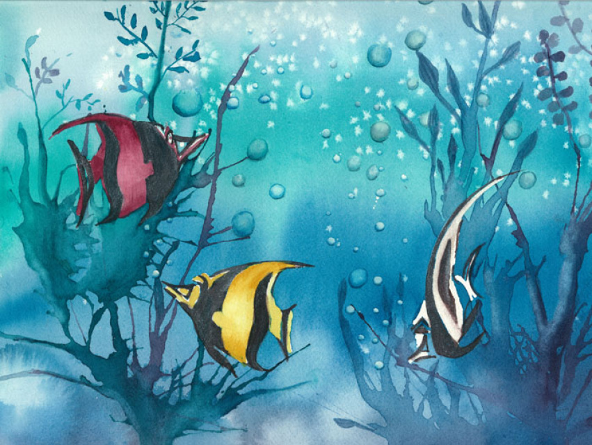 851x640 Under The Sea - Watercolor Under The Sea