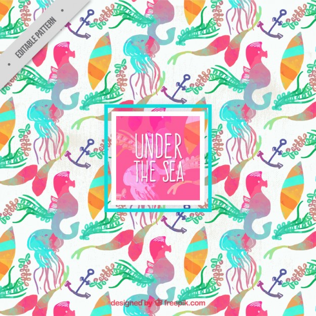 626x626 Watercolor Under The Sea Pattern Vector Free Download - Watercolor Under The Sea