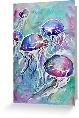 277x415 Jellyfish - Watercolor Underwater Scene