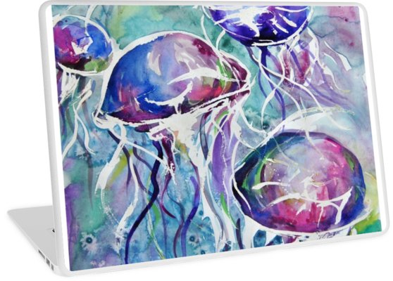 558x400 Jellyfish - Watercolor Underwater Scene