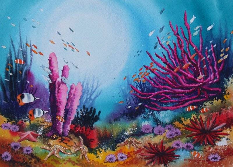 Watercolor Underwater Scene at Explore collection