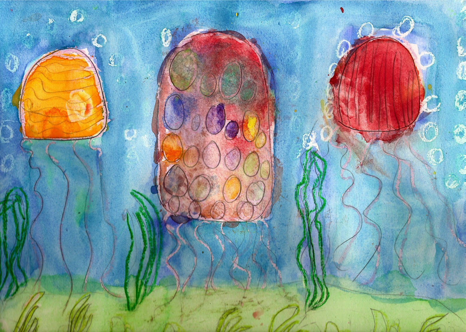 1600x1142 The Elemental Art Room More Underwater Scenes Watercolor Resist - Watercolor Underwater Scene