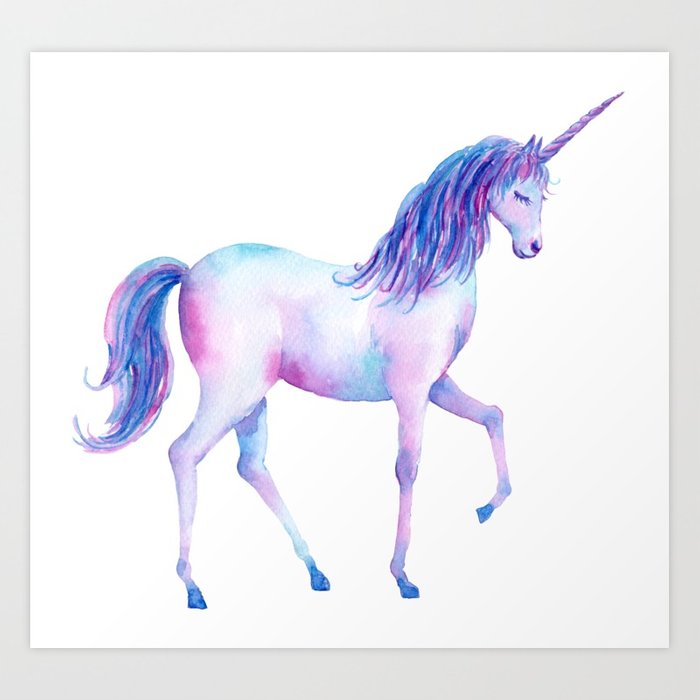 700x700 Watercolor Unicorn 2 Art Print By Irislynn Society6 - Watercolor Unicorn