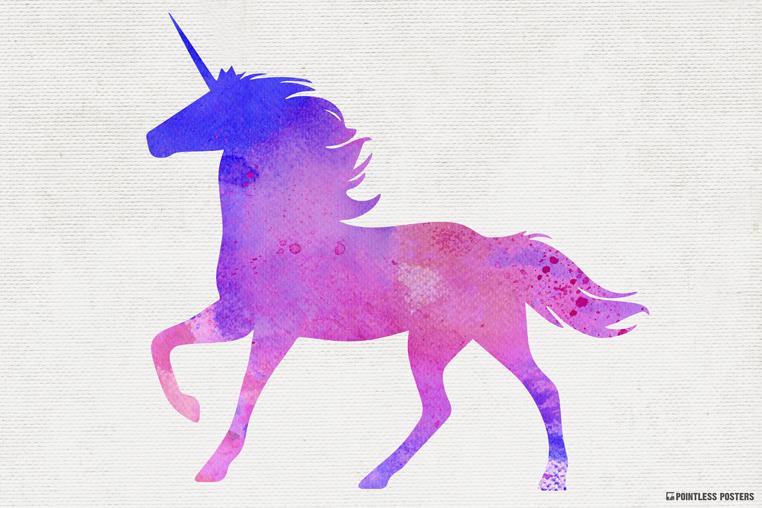 762x508 Watercolor Unicorn Poster Pointless Posters - Watercolor Unicorn