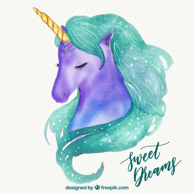 626x626 Background Of Pretty Watercolor Unicorn With Text Sweet Dreams - Watercolor Unicorn