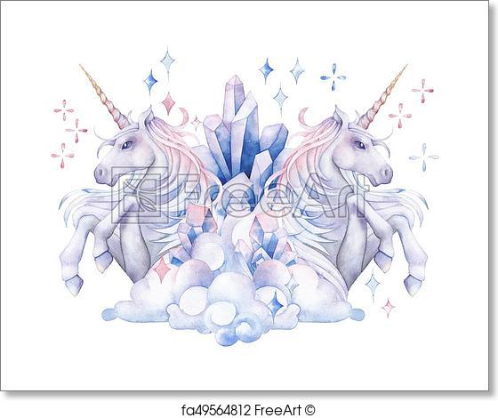560x470 Free Art Print Of Cute Watercolor Unicorn. Cute Watercolor Unicorn - Watercolor Unicorn
