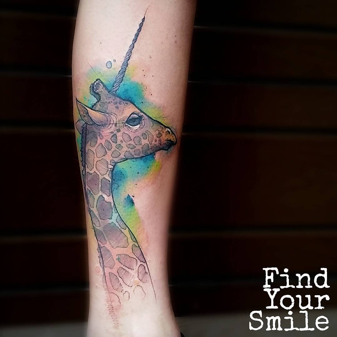 1080x1080 Giraffe Unicorn Tattoo Best Tattoo Ideas Gallery - Watercolor Unicorn Tattoo