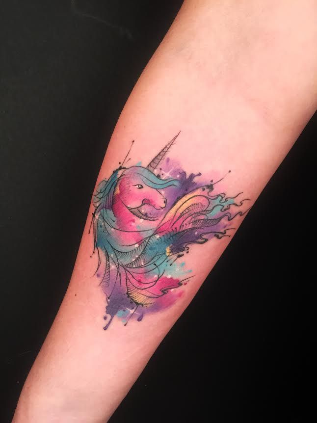 646x862 Watercolor Unicorn Tattoo - Watercolor Unicorn Tattoo