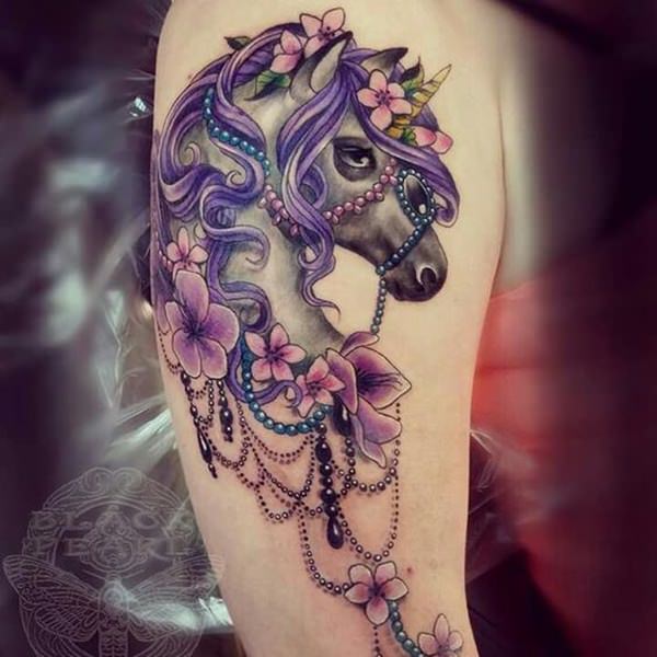 600x600 40 Unicorn Tattoos Design Ideas - Watercolor Unicorn Tattoo