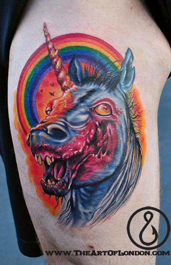 600x927 Unicorn Tattoos That Are The Stuff Of Legend - Watercolor Unicorn Tattoo