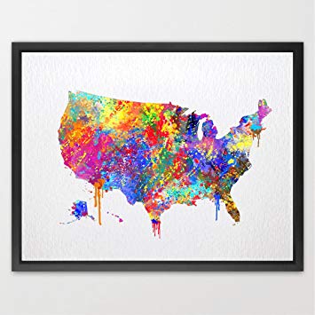 355x355 Dignovel Studios 8x10 Watercolor Print United States - Watercolor Usa Map