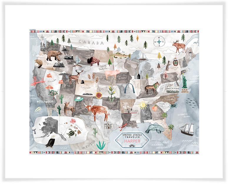 775x625 Watercolor Usa Map - Watercolor Usa Map