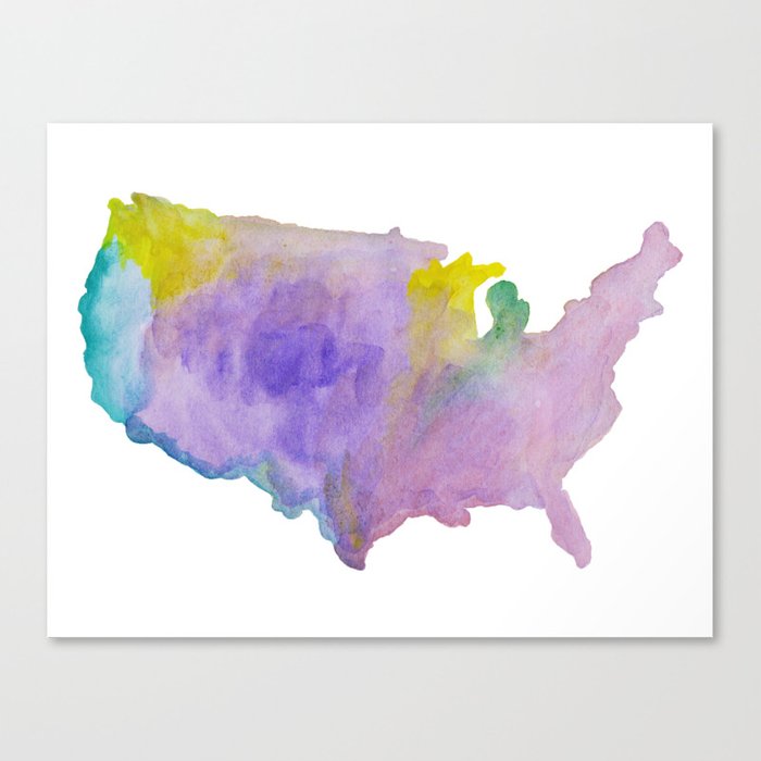 700x700 Watercolor Usa Map Series 1 Canvas Print By Anahay Society6 - Watercolor Usa Map