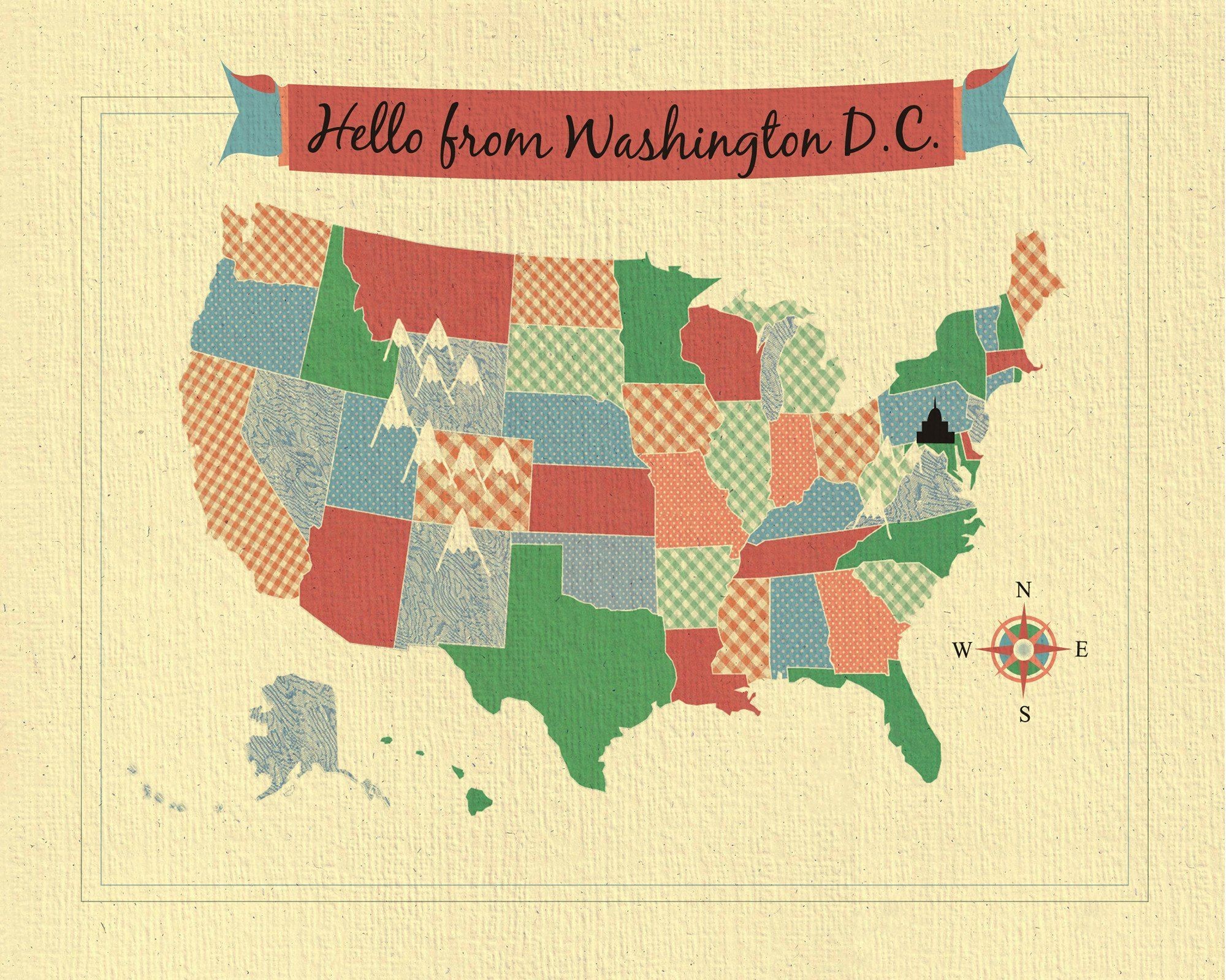 2000x1600 Watercolor Usa Map Fresh Of Hello From Washington Dc Usa Map Card - Watercolor Usa Map