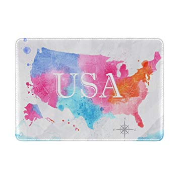 355x355 Mydaily Watercolor Usa American Map Leather Passport Holder Cover - Watercolor Usa Map