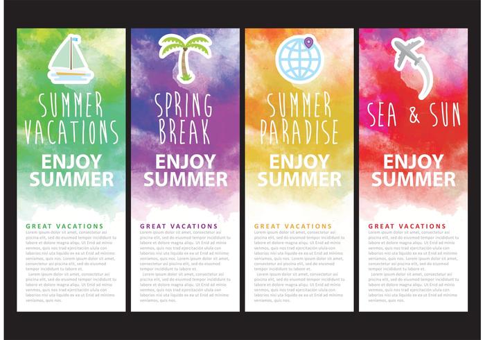 700x490 Watercolor Vacation Banner Vectors - Watercolor Vacations