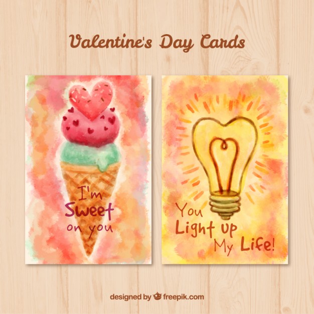 626x626 Watercolor Original Valentine Cards Vector Free Download - Watercolor Valentine Cards