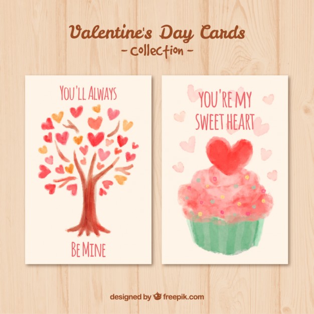 626x626 Watercolor Valentines Day Cards Collection Vector Premium Download - Watercolor Valentine Cards