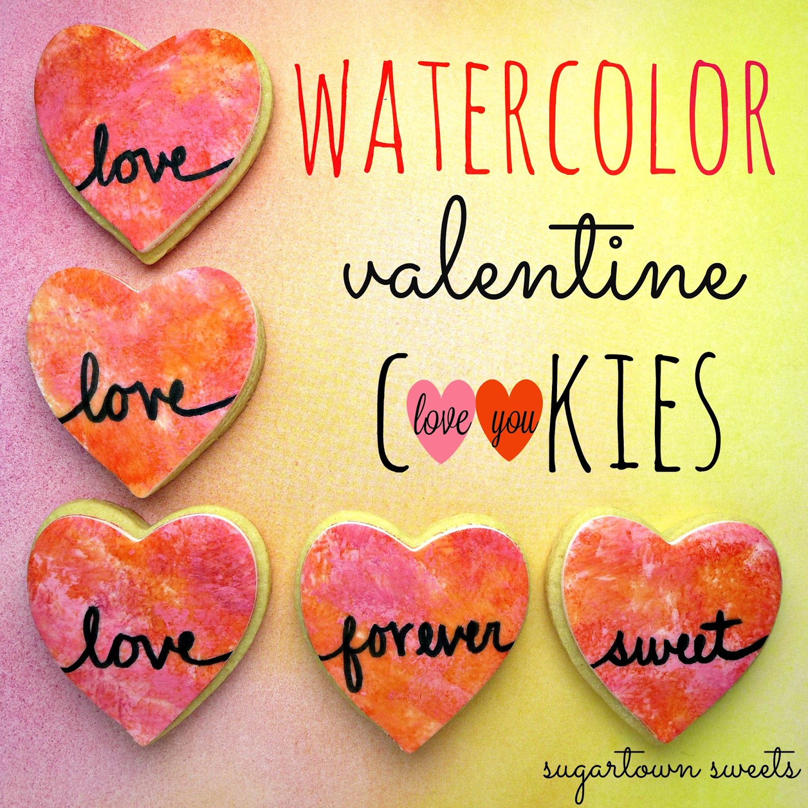 1600x1600 Sugartown Sweets Watercolor Valentine Cookies - Watercolor Valentines