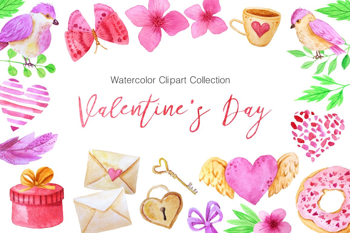 1158x772 Watercolor Valentines Day Collection - Watercolor Valentines