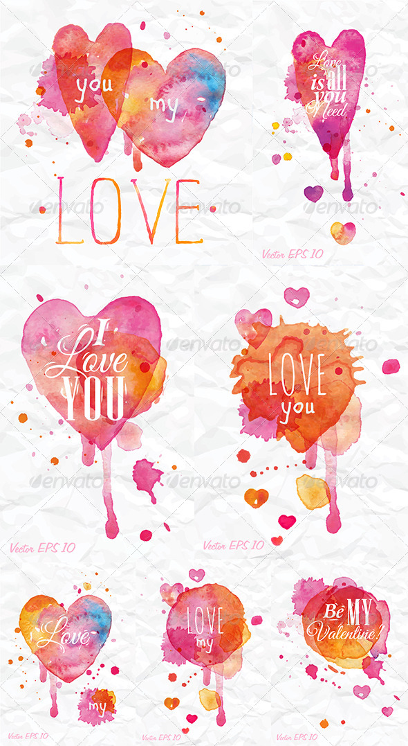 590x1077 Watercolor Valentines Day Heart By Anna42f Graphicriver - Watercolor Valentines