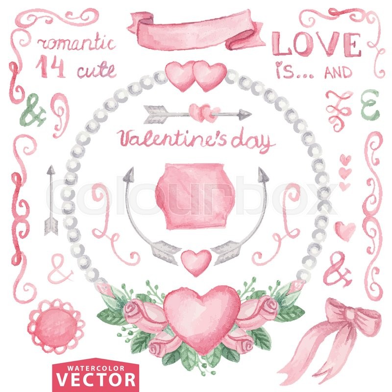 800x800 Watercolor Valentines Day ,wedding Set.floral Group Of Pink Roses - Watercolor Valentines