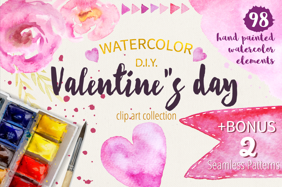 1160x772 Watercolor Valentine Collection - Watercolor Valentines Day Cards