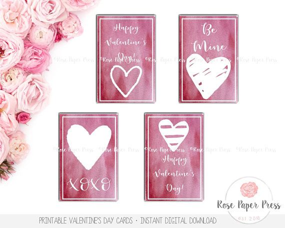 570x456 Watercolor Valentines Day Cards Printable Valentines Kids - Watercolor Valentines Day Cards