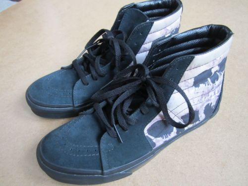 500x375 Original Vans Sk8 Hi Canvas Suede Trainers, Watercolor Skull, Us - Watercolor Vans