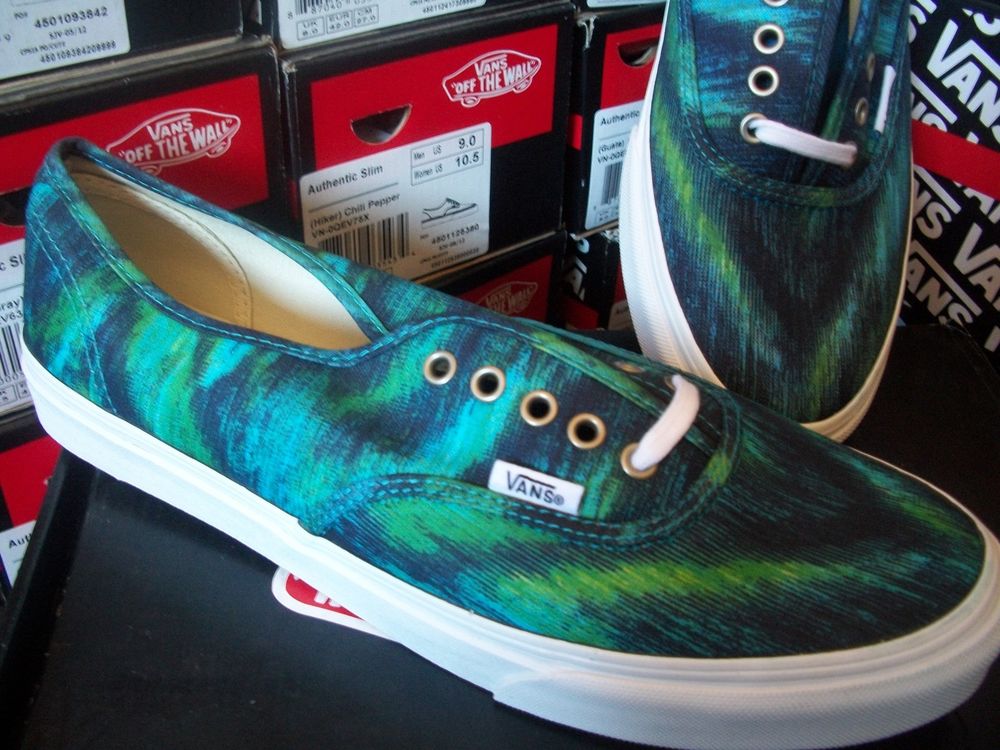 1000x750 Vans Authentic Slim Watercolor Teal Skate Shoes New Ebay - Watercolor Vans
