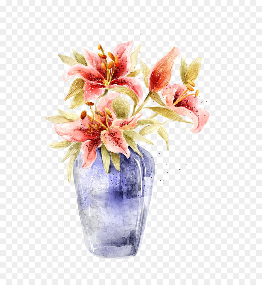 900x980 Vase Watercolor Painting - Watercolor Vase