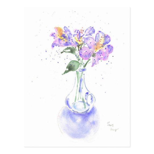 540x540 Little Vase With Flowers Watercolor On A Postcard - Watercolor Vase