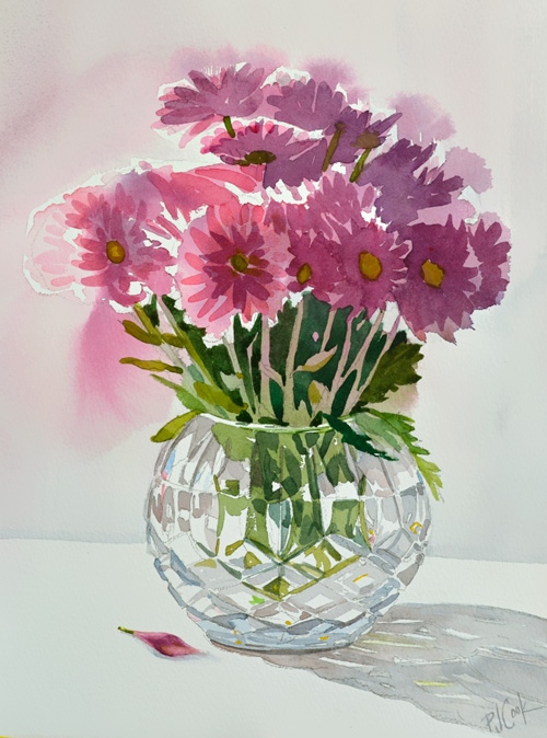 500x674 Flower Vase Watercolor Fresh Flowers In A Vase Watercolor Painting - Watercolor Vase