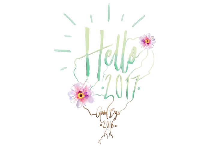 700x490 Free Hello 2017 Watercolor Vector - Watercolor Vector Art