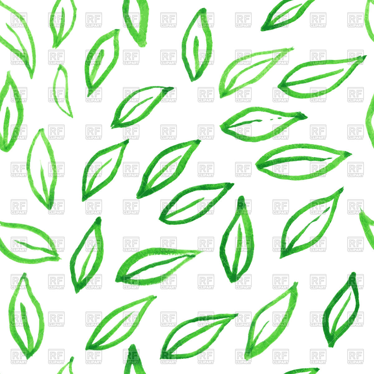 1200x1200 Seamless Leaves Pattern - Watercolor Vector Art
