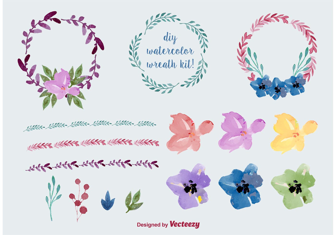 1400x980 Watercolor Floral Wreath Vectors - Watercolor Vector Art